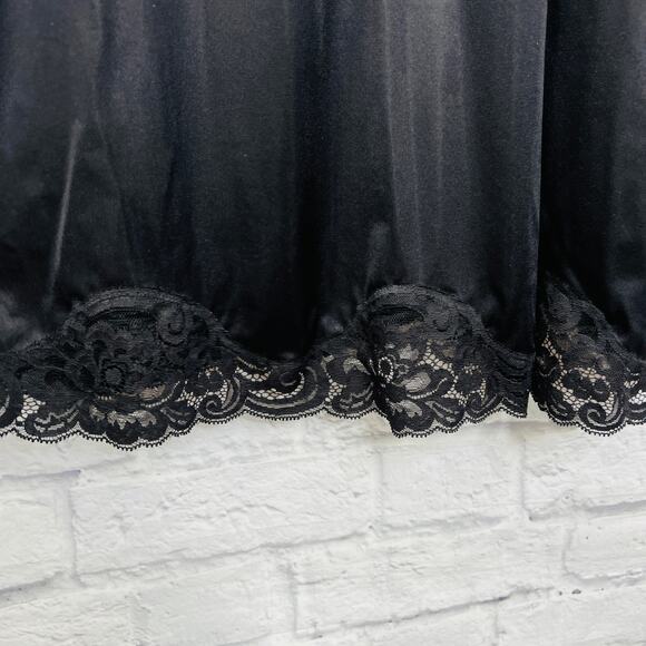 Vintage Vanity Fair Full Slip Black Butterfly Lace Detail Size 42 Midi Dress - Picture 5 of 8